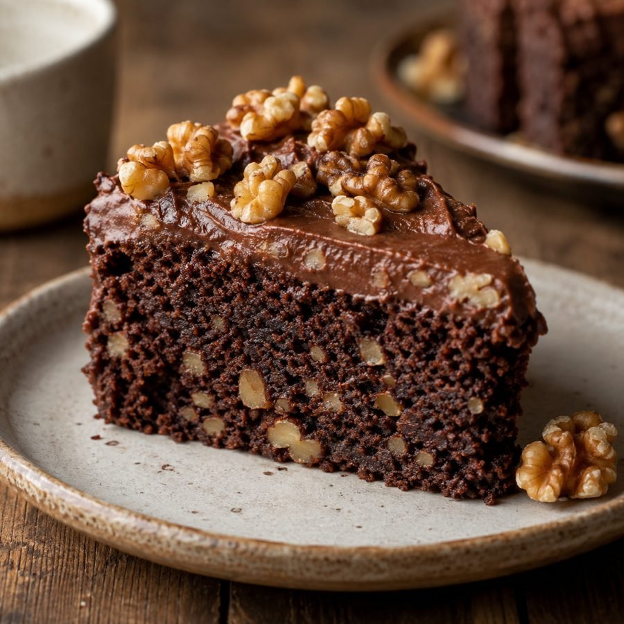 Schokoladenkuchen mit Walnüssen