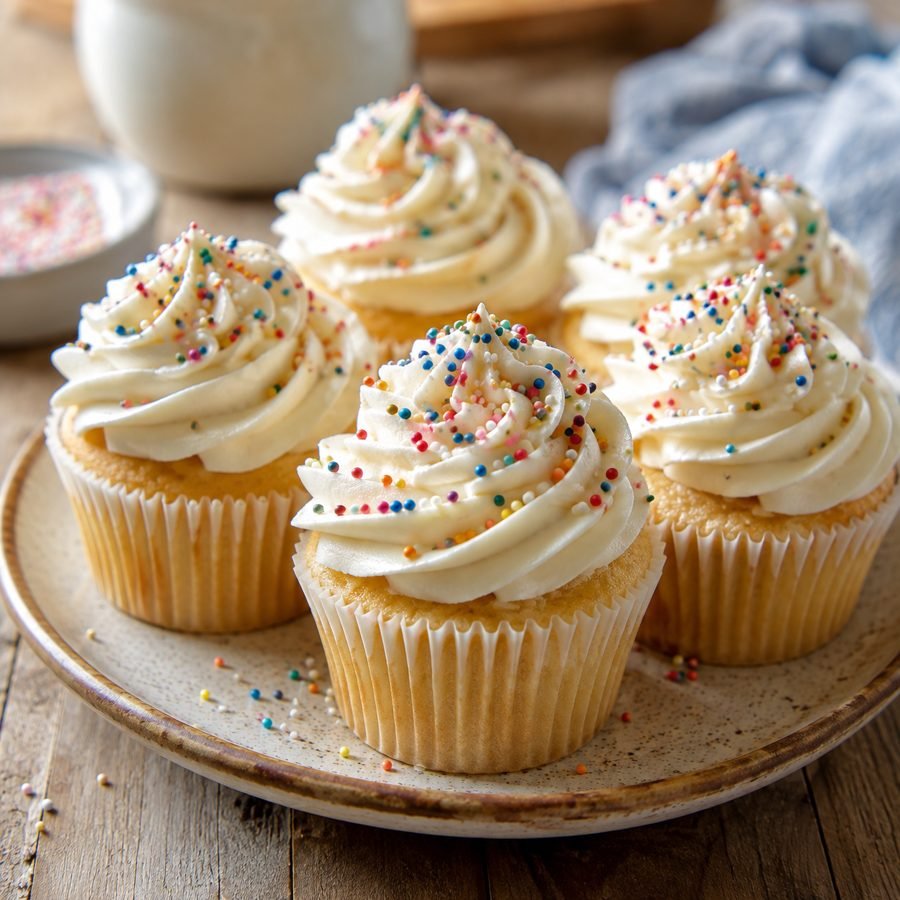 Vanille-Cupcakes mit Sahnehäubchen